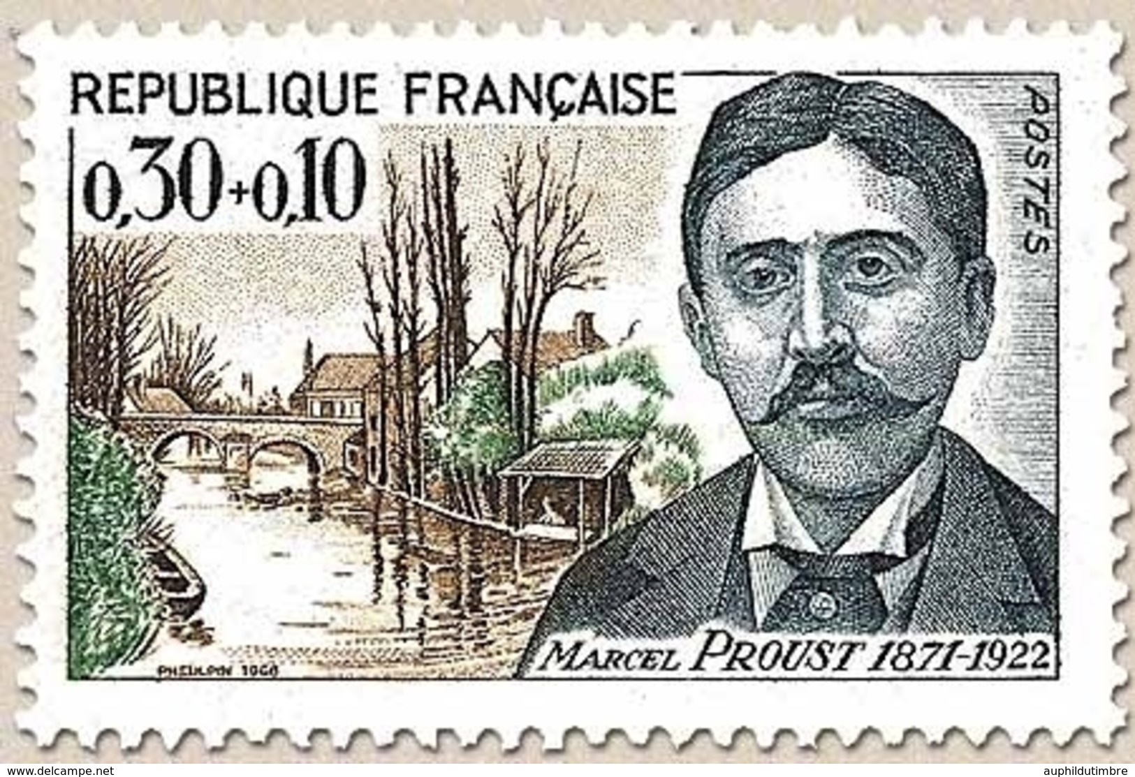 Célébrités. Marcel Proust, écrivain (1871-1922), Et Pont St-Hilaire, à Illiers (Eure-et-Loir) 30c. + 10c Y1472 - Neufs