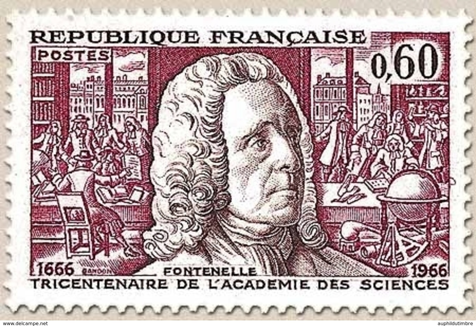 Tricentenaire De L'Académie Des Sciences, à Paris. Bernard Le Bovier De Fontenelle écrivain, 60c. Y1487 - Neufs