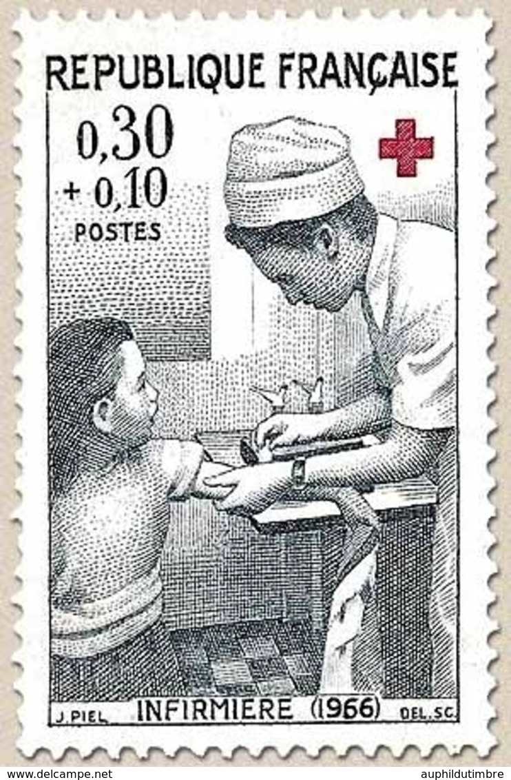Au Profit De La Croix-Rouge. Infirmière (1966) 30c. + 10c. Gris-bleu Et Rouge Y1509 - Neufs