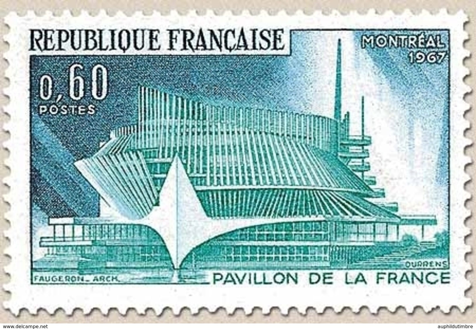 Exposition Internationale De Montréal (Canada). Pavillon Français  60c. Bleu Et Vert-bleu Y1519 - Unused Stamps