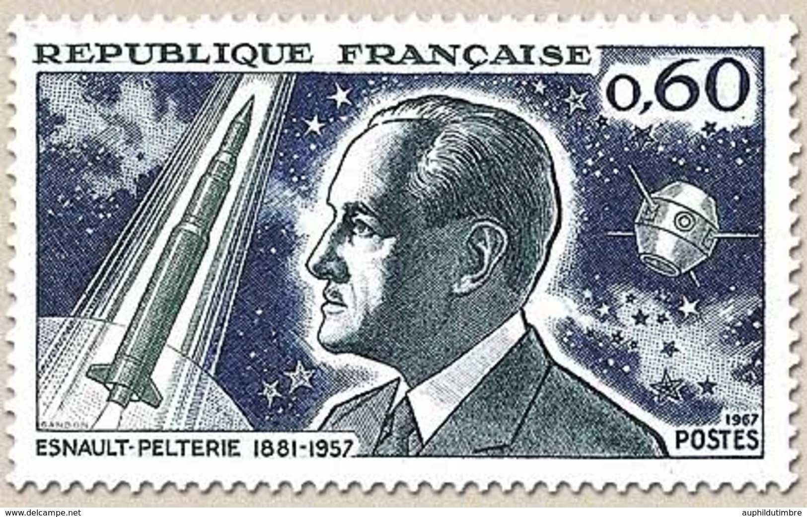 10e Anniversaire De La Mort De Robert Esnault-Pelterie (1881-1957) 60c. Outremer Foncé, Bleu-gris Et Gris-vert Y1526 - Unused Stamps