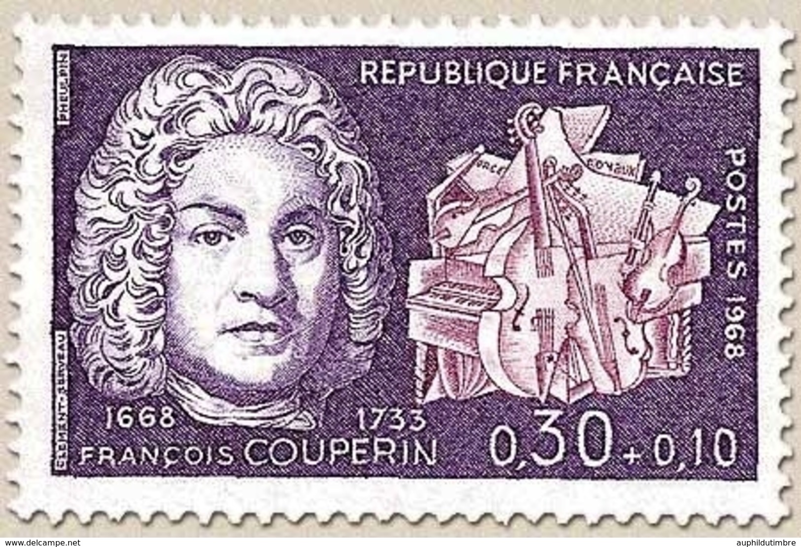 Célébrités. François Couperin, Compositeur (1668-1733) 30c. + 10c. Violet Et Lilas Y1550 - Nuovi