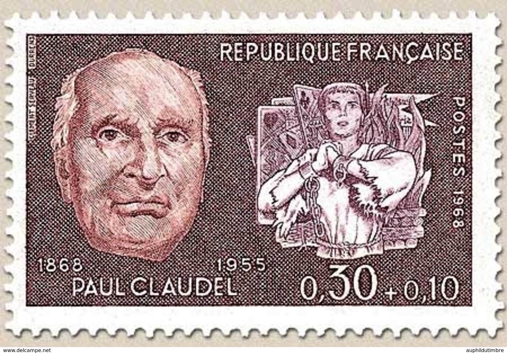 Célébrités. Paul-Louis-Charles Claudel Et  Jeanne Au Bûcher 30c. + 10c. Brun Et Violet Y1553 - Nuovi