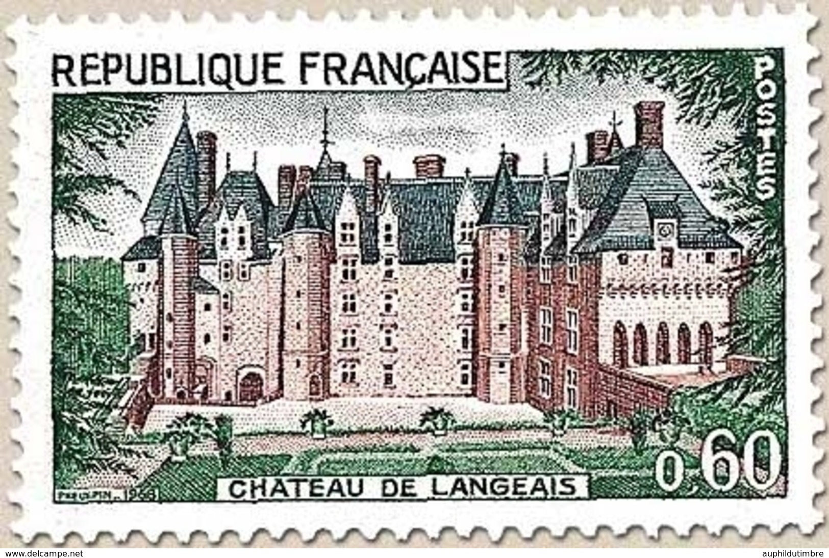 Château De Langeais. Construction De Jean Bourré De 1450 à 1460. 60c. Vert, Bleu Et Brun Y1559 - Nuovi