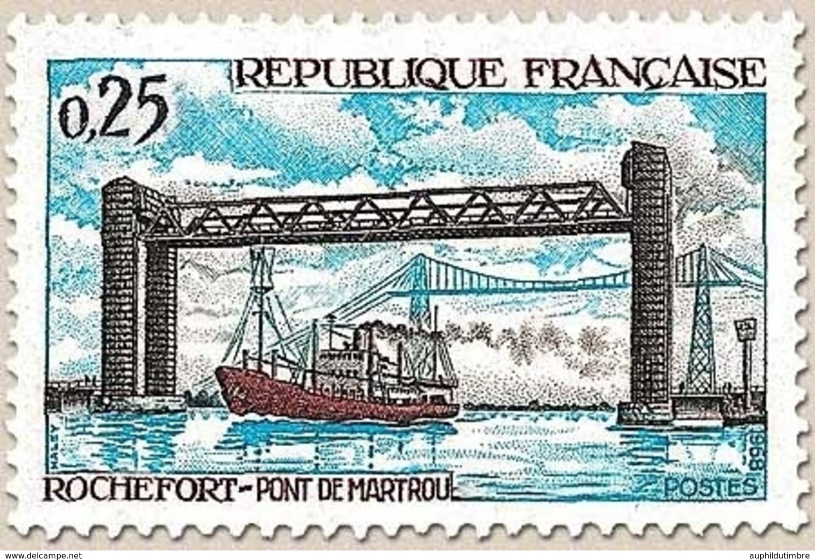 Pont De Martrou, à Rochefort. 25c. Bleu, Noir Et Rose Y1564 - Neufs