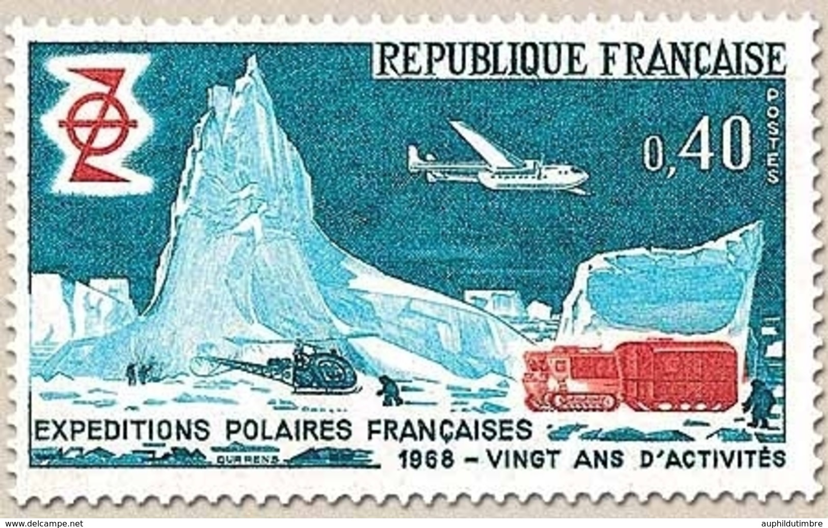 20e Anniversaire Des Expéditions Polaires Françaises. 40c. Bleu-vert Et Brun-rouge Y1574 - Nuovi