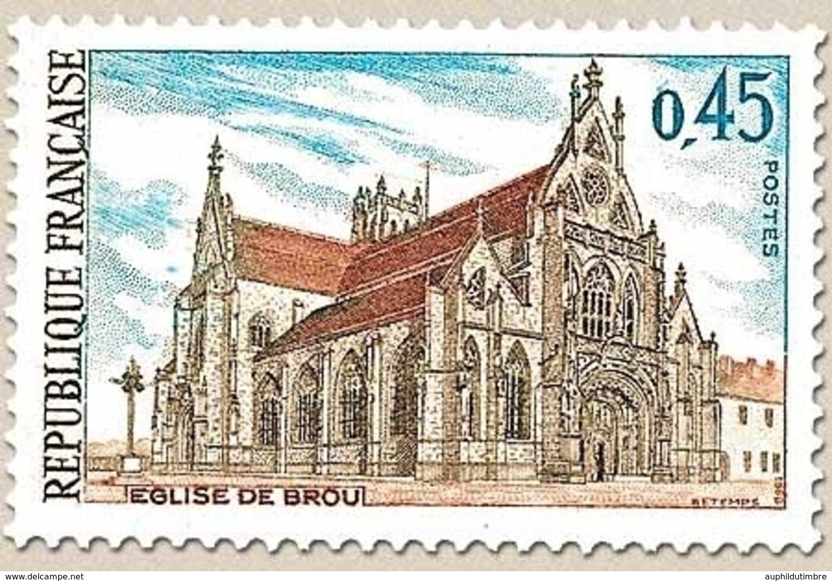 Série Touristique. Eglise De Brou, à Bourg-en-Bresse (Ain) 45c. Polychrome Y1582 - Neufs