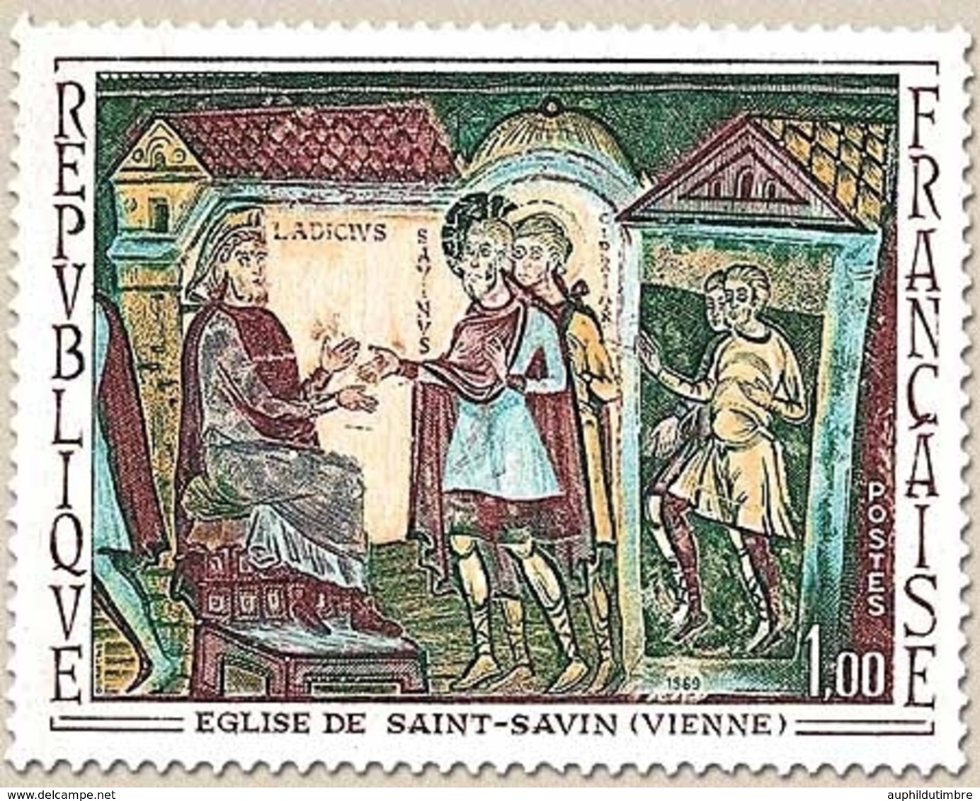 Oeuvres D'art. Fresque De L'Abbaye De Saint-Savin (Vienne) 1f. Polychrome Y1588 - Neufs