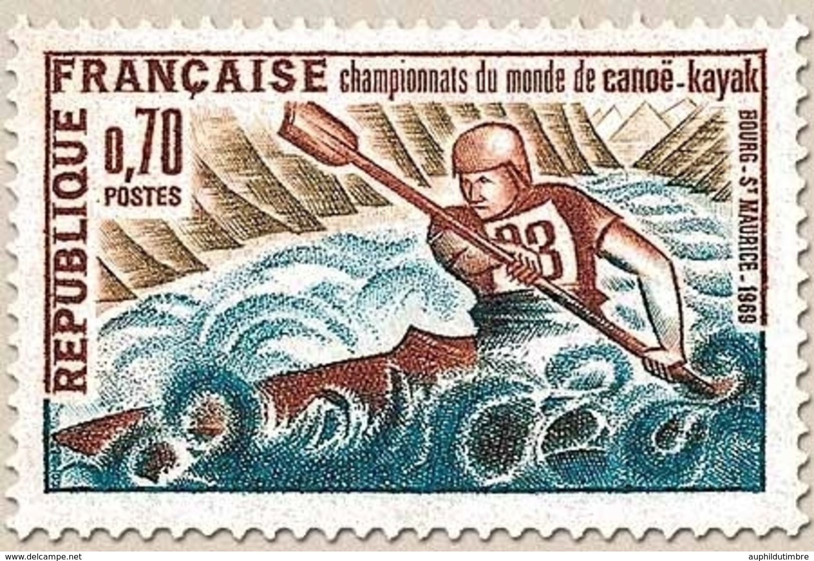 Championnats Du Monde De Canoë-kayak, à Bourg-Saint-Maurice (Savoie) 70c. Bistre, Bleu Et Gris-olive Y1609 - Ongebruikt