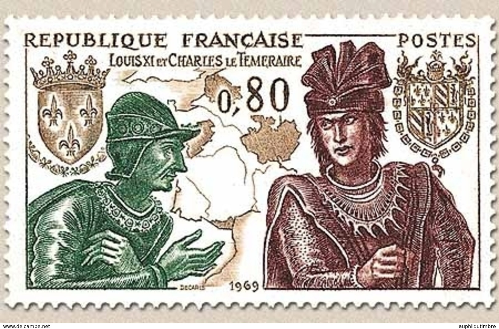 Grands Noms De L'Histoire. Louix XI Et Charles Le Téméraire 80c. Vert, Brun Et Sépia Y1616 - Neufs