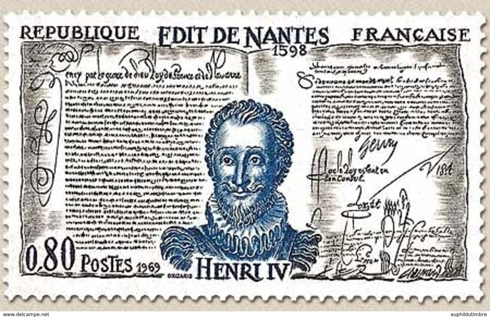 Grands Noms De L'Histoire. Henri IV (1553-1610) Et L'Edit De Nantes  80c. Bleu, Noir Et Violet Y1618 - Unused Stamps