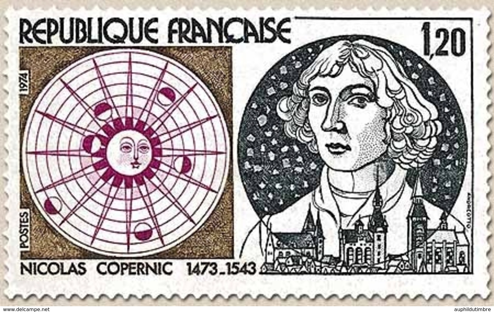 500e Anniversaire De La Naissance De Nicolas Copernic. 1f.20 Bleu-gris, Brun Et Lilas-rose Y1818 - Unused Stamps