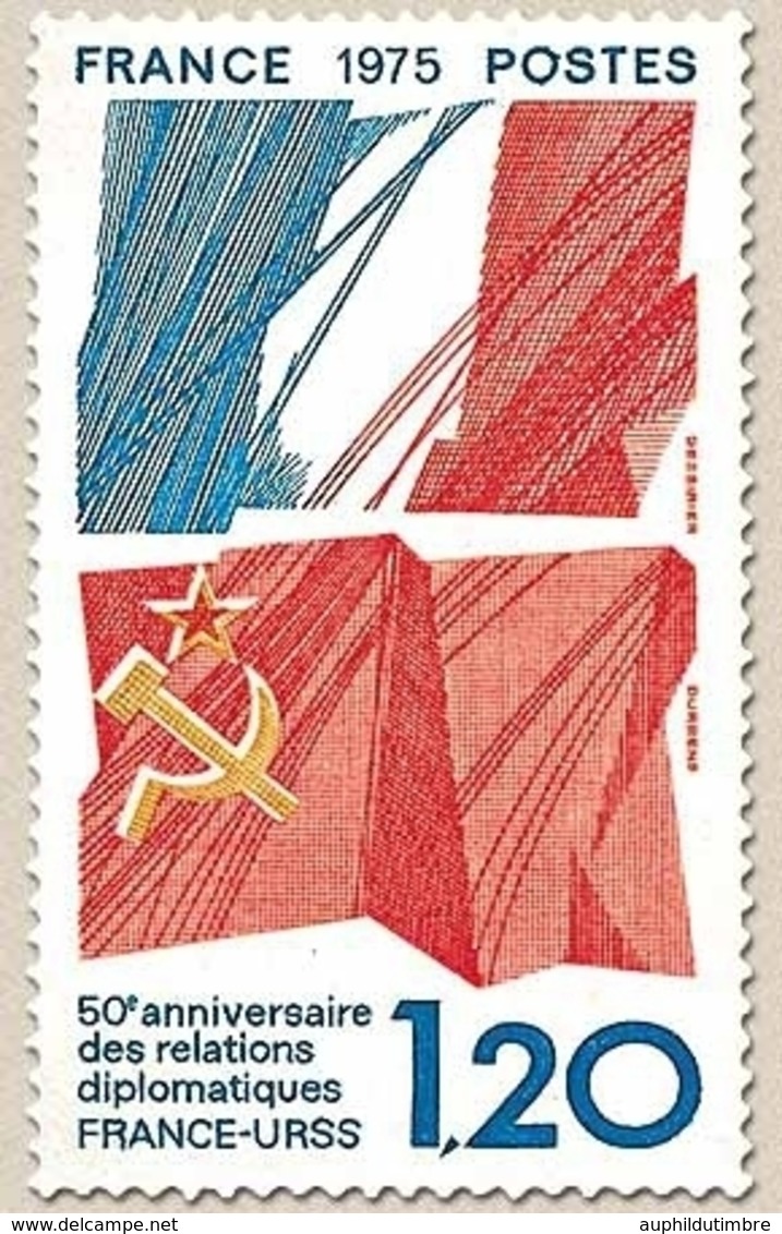 50e Anniversaire Des Relations Diplomatiques Franco-soviétiques. 1f.20 Bleu, Rouge Et Bistre-jaune Y1859 - Neufs