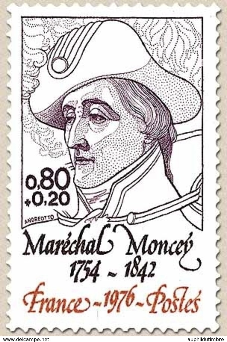 Personnages Célèbres. Maréchal Moncey 80c. + 20c. Lilas Et Brun-jaune Y1880 - Neufs