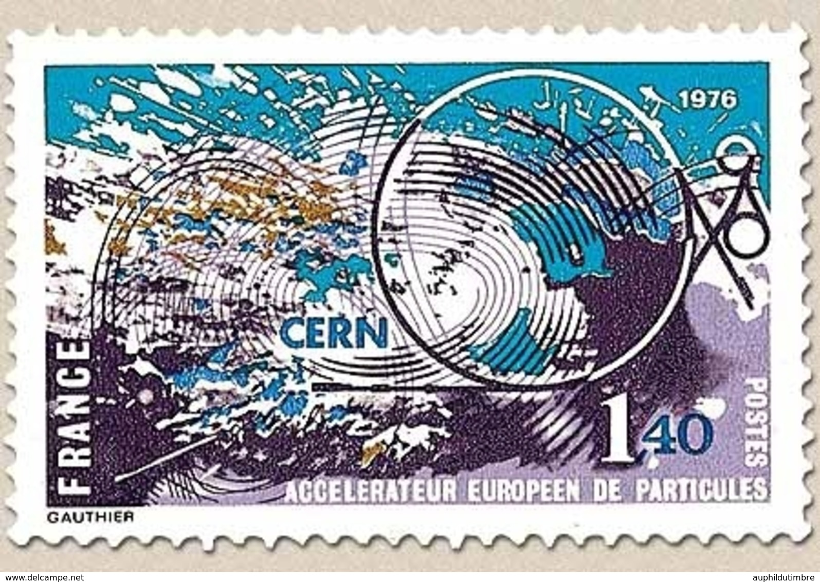 Accélérateur Européen De Particules. 1f.40 Multicolore Y1908 - Unused Stamps