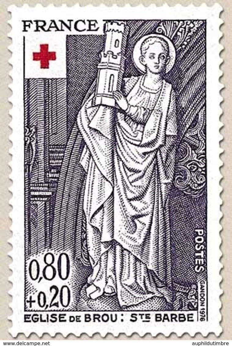 Au Profit De La Croix-Rouge. Sculptures Religieuses De L'église De Brou.  Sainte Barbe 80c. + 20c. Lilas Y1910 - Unused Stamps