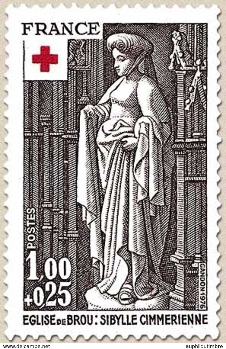 Au Profit De La Croix-Rouge. Sculptures Religieuses De L'église De Brou.  Sibylle Cimmérienne 1f. + 25c. Sépia Y1911 - Unused Stamps