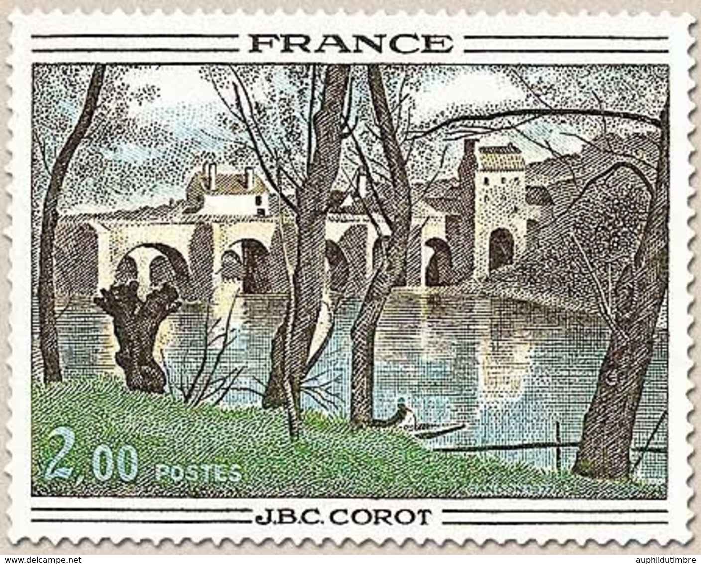 Oeuvres D'art. Le Pont De Mantes, De Camille Corot (1796-1875). 2f. Polychrome Y1923 - Unused Stamps