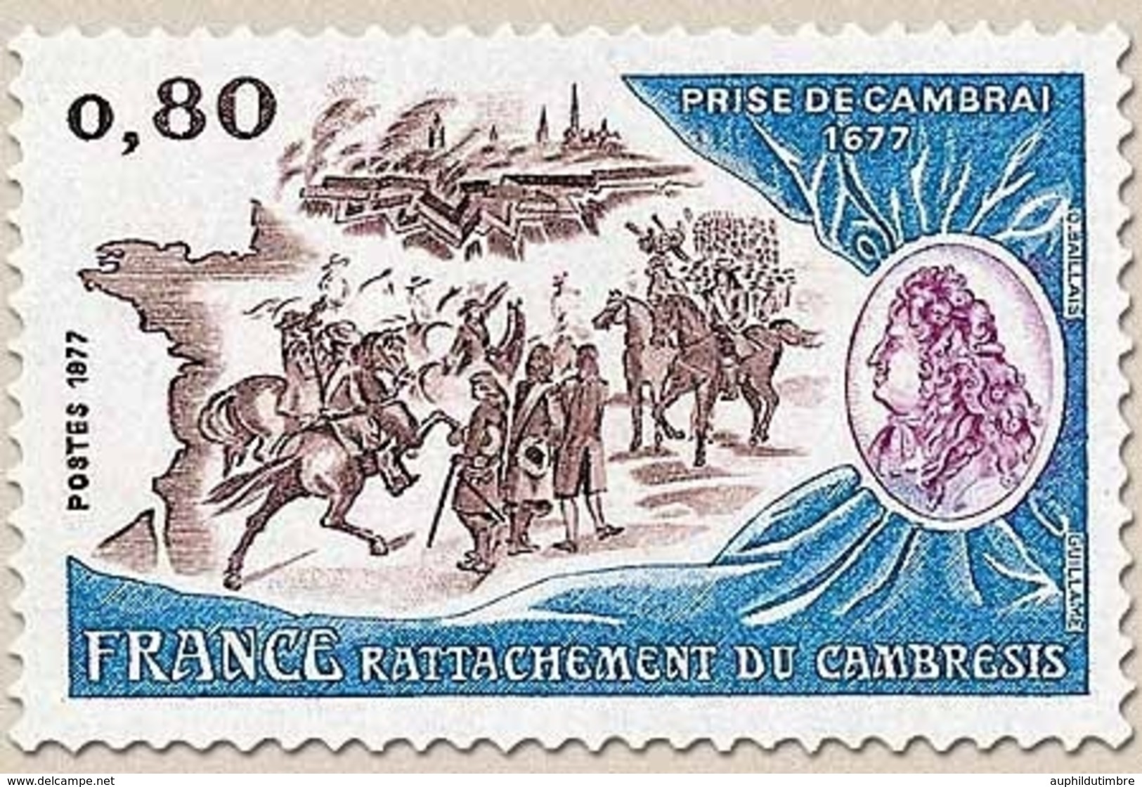 Rattachement Du Cambrésis. 80c. Bleu, Brun-lilas Et Lilas-rouge Y1932 - Unused Stamps