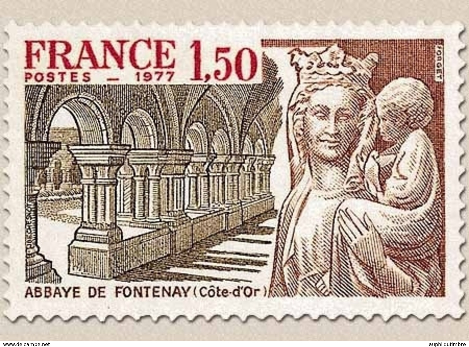 Série Touristique. Abbaye De Fontenay (XII° S.) Côte D'Or. 1f.50 Brun-rouge, Rouge Et Brun-olive Y1938 - Unused Stamps