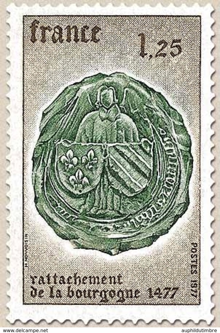 5e Centenaire Du Rattachement De La Bourgogne (1477) 1f.25 Bistre Et Vert-noir Y1944 - Unused Stamps