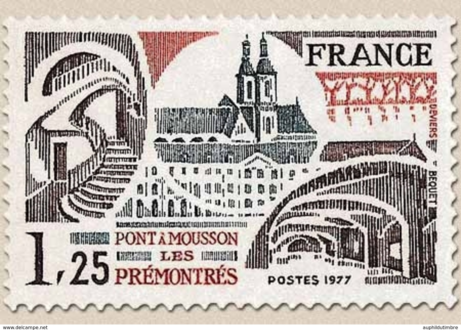 Série Touristique. Abbaye Des Prémontrés à Pont-à-Mousson 1f.25 Sépia, Rouge Et Gris Y1947 - Unused Stamps