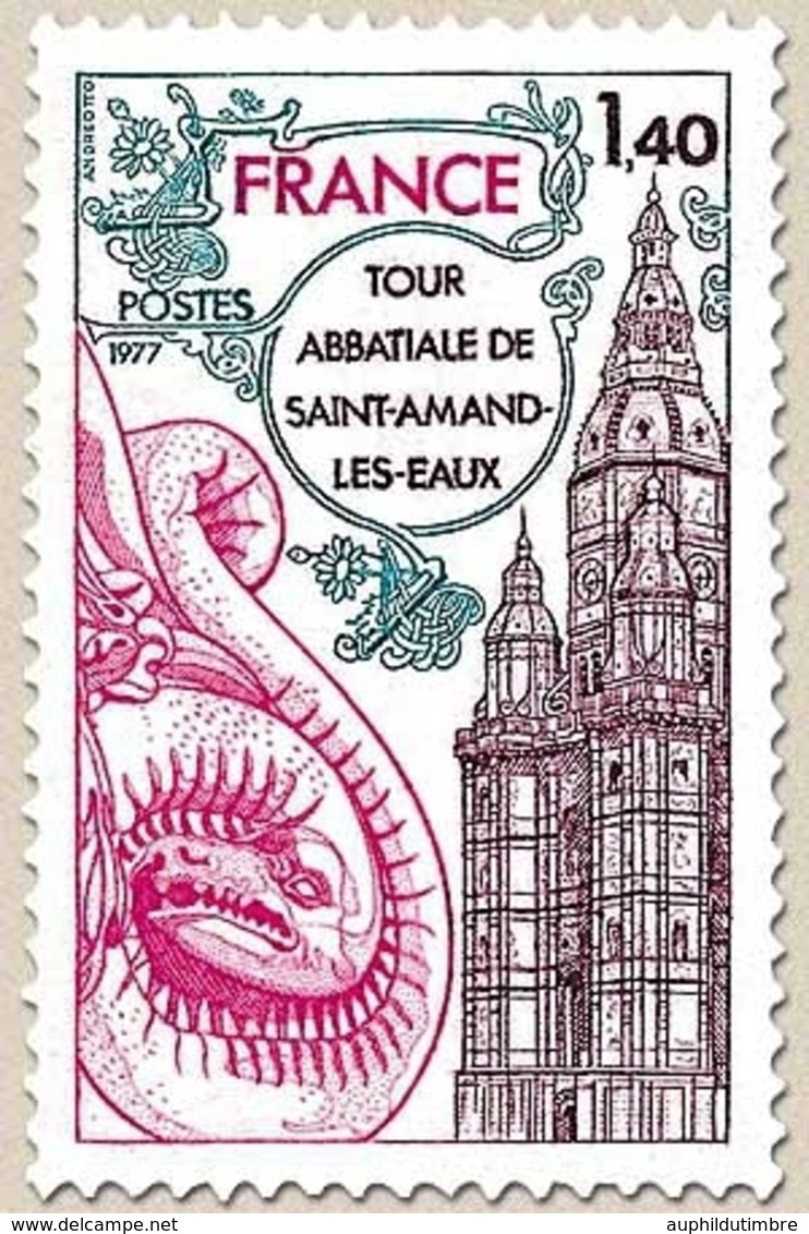 Série Touristique. Tour Abbatiale De Saint-Amand-les-Eaux. 1f.40 Lilas-brun, Lilas-rouge Et Vert-bleu Y1948 - Ungebraucht