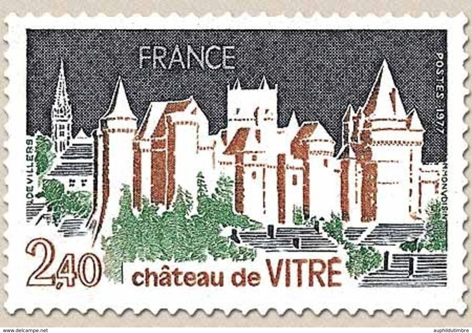 Série Touristique. Château De Vitré 2f.40 Gris, Vert Et Brun Y1949 - Unused Stamps