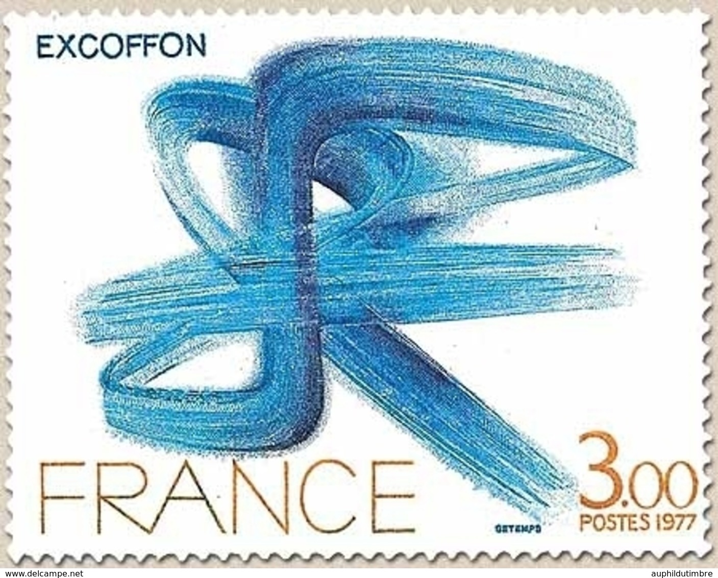 Oeuvres D'art. Œuvre Originale D'Excoffon 3f. Bleu Et Bistre-rouge Y1951 - Nuovi