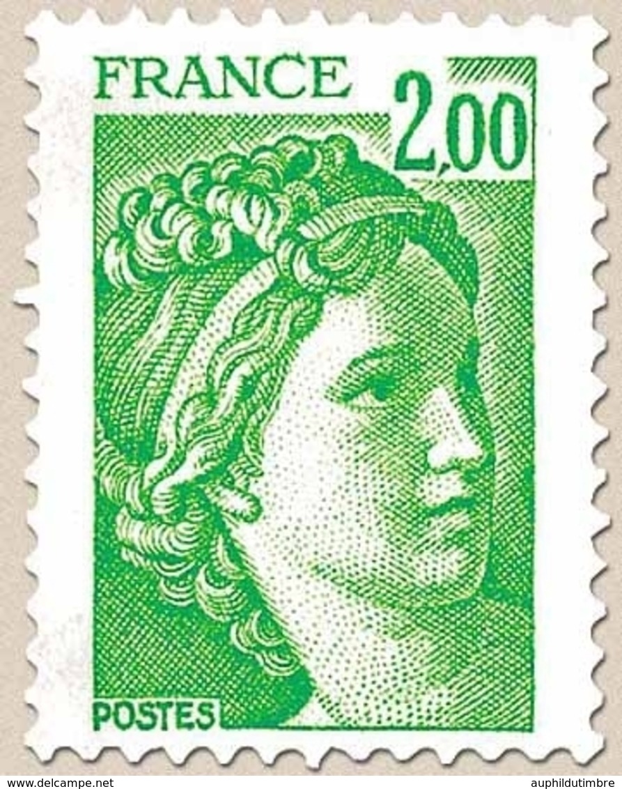 Type Sabine, Tirée D'une Oeuvre Du Peintre Louis David. 1re Série. 2f. Vert-jaune Y1977 - Unused Stamps
