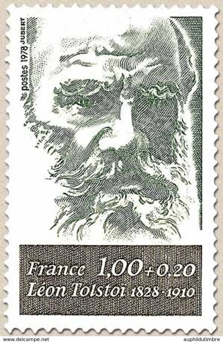 Personnages Célèbres. Léon Tolstoi 1f. + 20c. Vert Foncé Et Vert-olive Y1989 - Unused Stamps