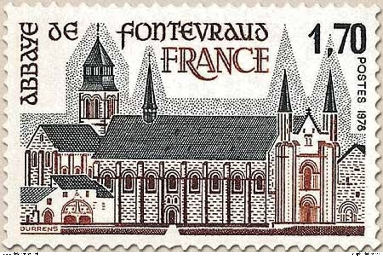 Série Touristique. Abbaye De Fontevraud 1f.70 Brun-rouge Et Noir Y2002 - Neufs