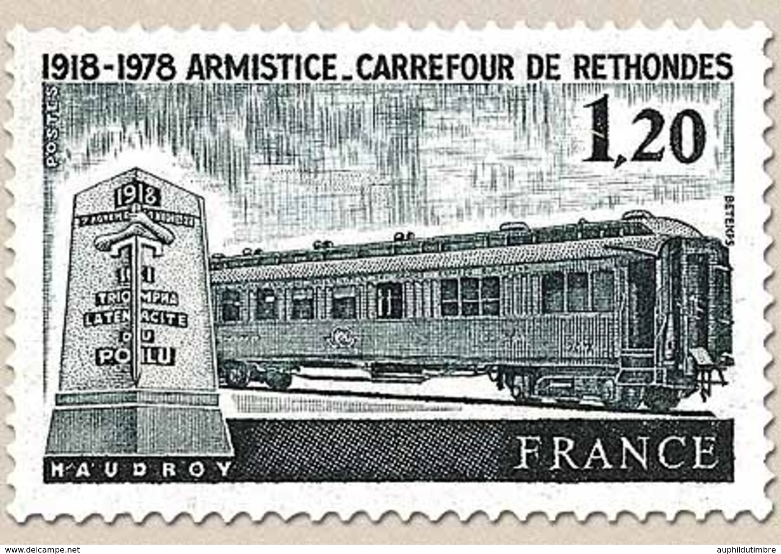 60e Anniversaire De L'Armistice à Rethondes. Le Wagon De L'Armistice 1f.20 Noir Y2022 - Unused Stamps