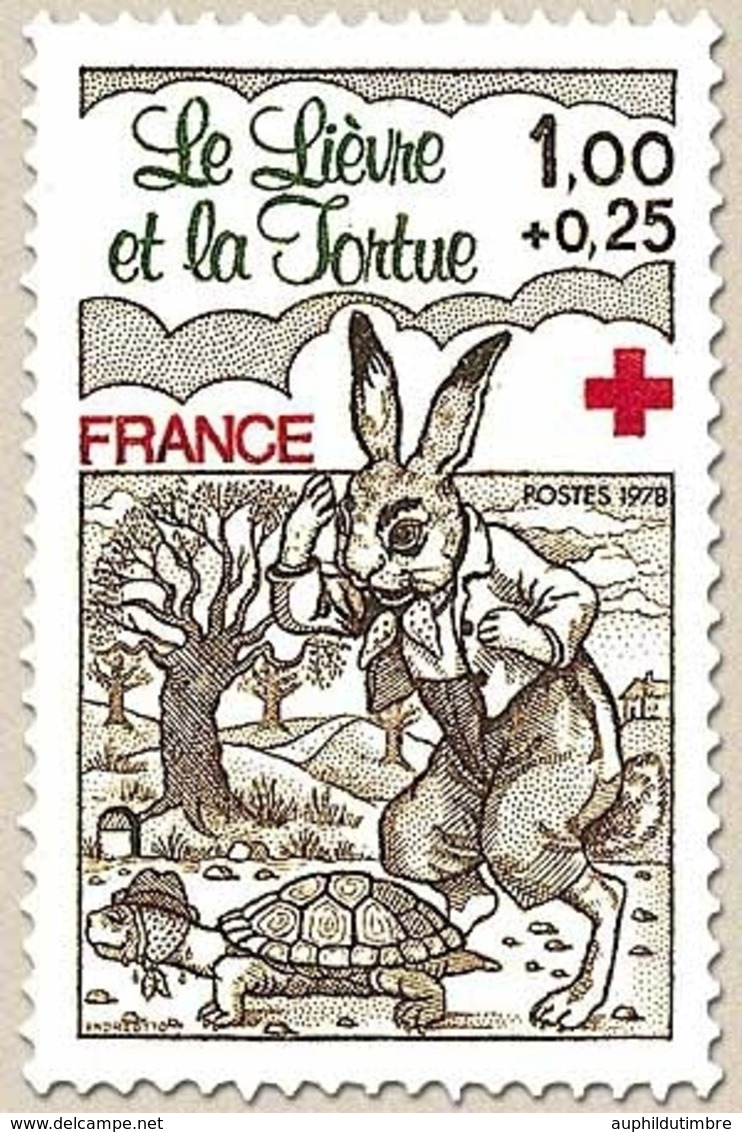Au Profit De La Croix-Rouge. Fables De La Fontaine. Le Lièvre Et La Tortue 1f. + 25c. Brun-olive, Olive Et Rouge Y2024 - Unused Stamps