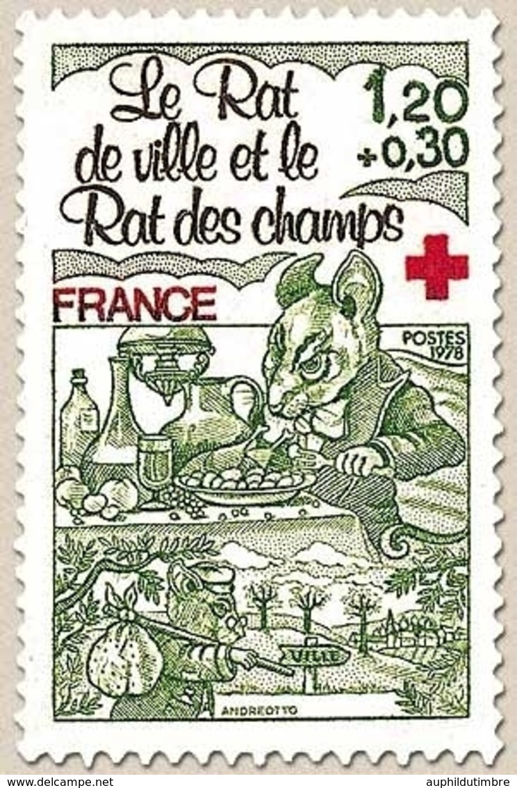 Au Profit De La Croix-Rouge. Fables De La Fontaine. Le Rat De Ville Et Le Rat Des Champs 1f.20 + 30c. Y2025 - Nuovi
