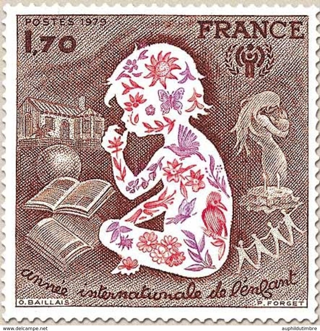 Année Internationale De L'Enfant. 1f.70 Brun-rouge, Violet Et Rouge Y2028 - Nuevos