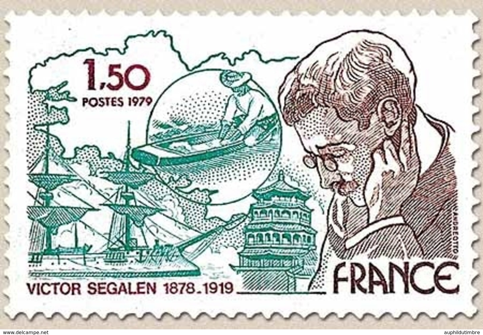 100e Anniversaire De La Naissance De Victor Segalen (1878-1919). Ecrivain. 1f.50 Brun, Vert-bleu Et Carmin Y2034 - Ungebraucht