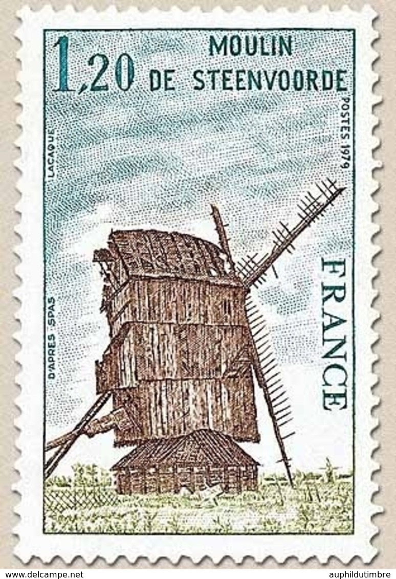 Série Touristique. Moulin De Steenvoorde (Nord) 1f.20 Turquoise, Olive Et Brun-lilas Y2042 - Unused Stamps