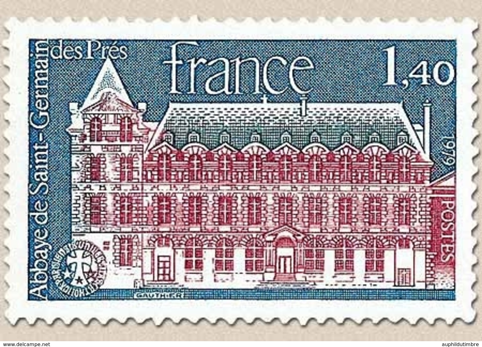 Abbaye De Saint-Germain-des-Prés. 1f.40 Bleu, Carmin Et Gris-bleu Y2045 - Unused Stamps