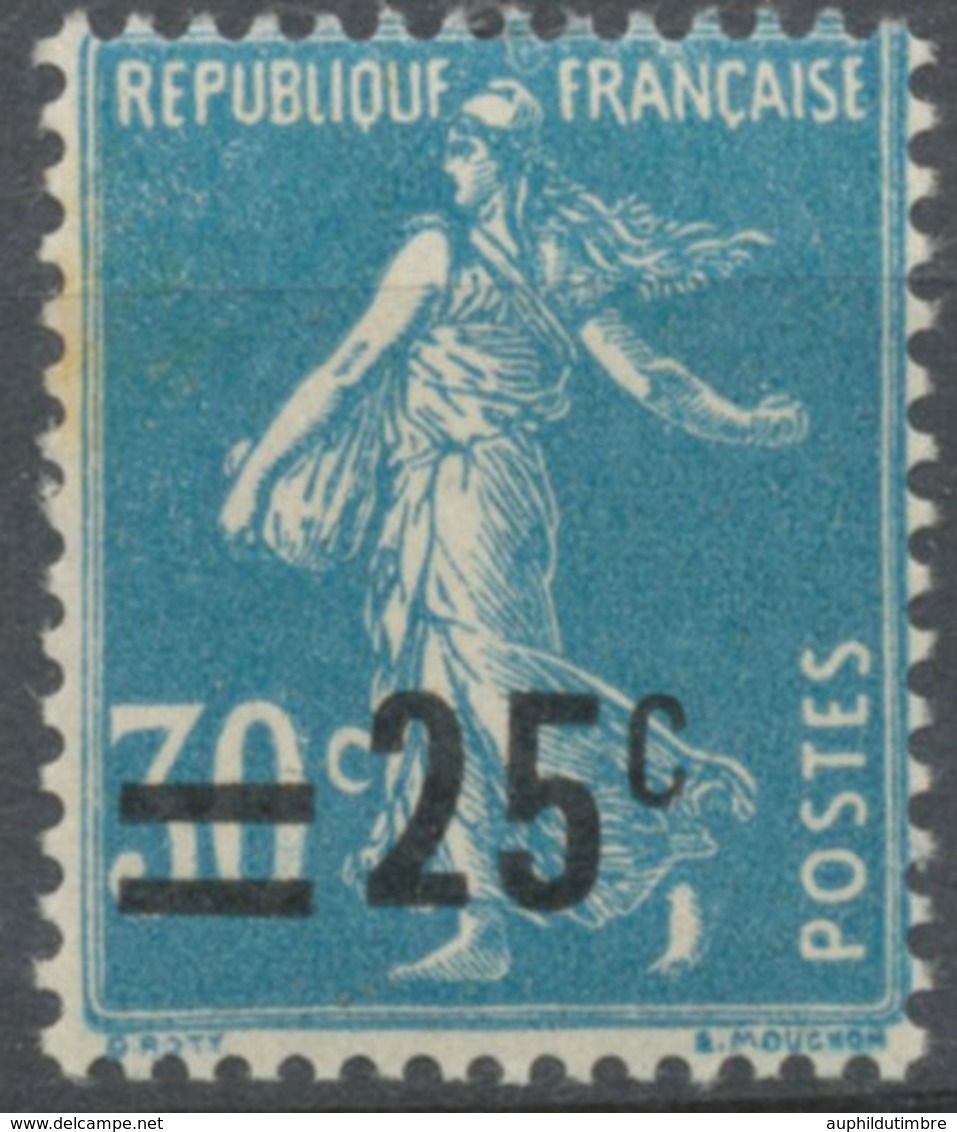 Type Semeuse Fond Plein (192) Surchargé. Type IIA. 25c. Sur 30c. Bleu (IIA) (192) Neuf Luxe ** Y217 - Ungebraucht