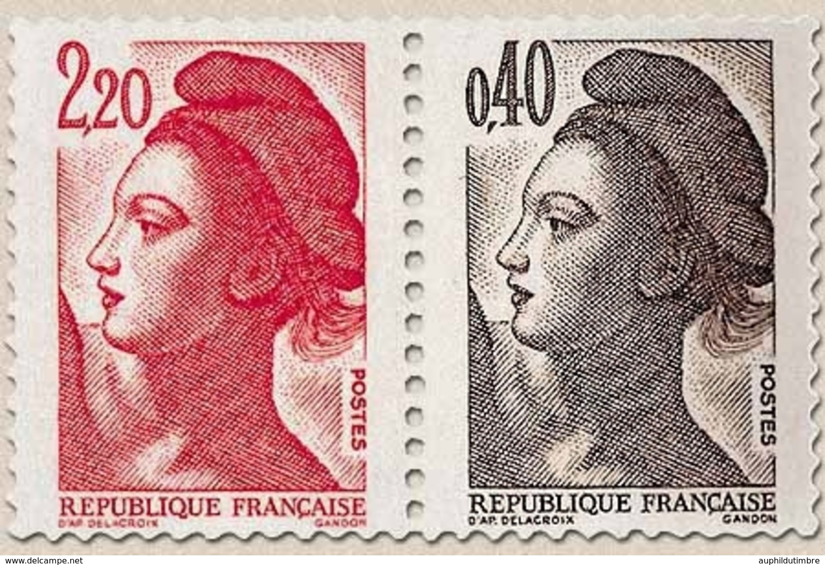 Type Liberté De Delacroix. La Paire 2f.20 + 40c. (2183) Y2376b - Unused Stamps