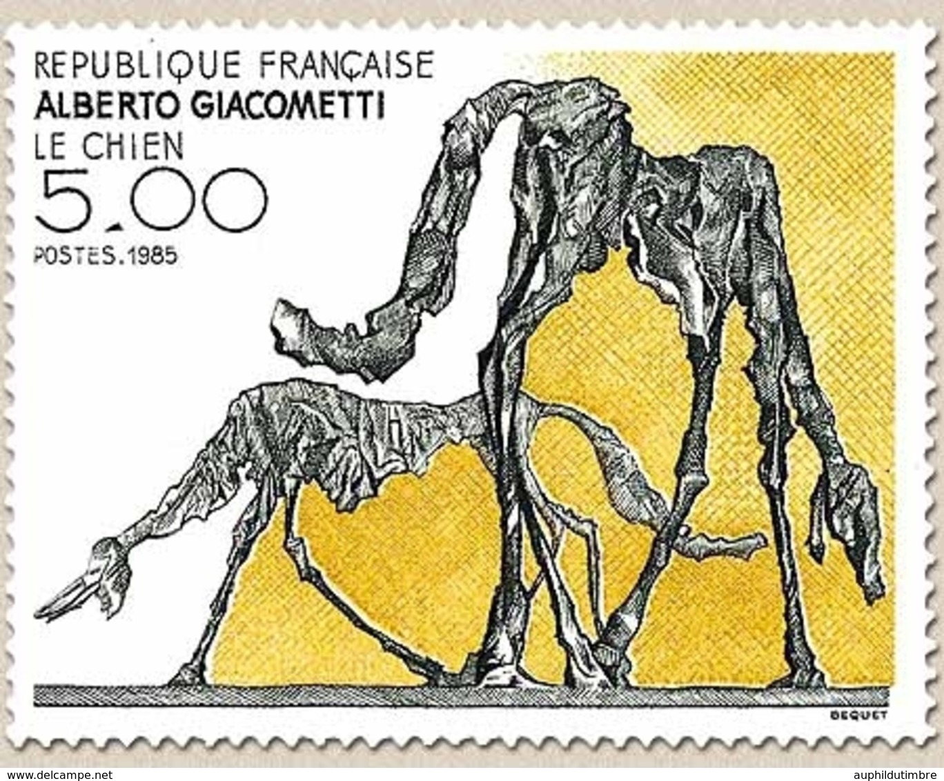 Série Artistique. Le Chien, Sculpture Par Alberto Giacometti. 5f. Olive Clair Et Noir Y2383 - Unused Stamps