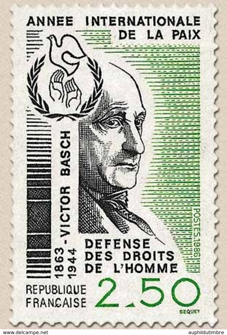 Année Internationale De La Paix. Portrait De Victor Basch (1863-1944), Et Emblème De L'année  2f.50 Y2415 - Unused Stamps