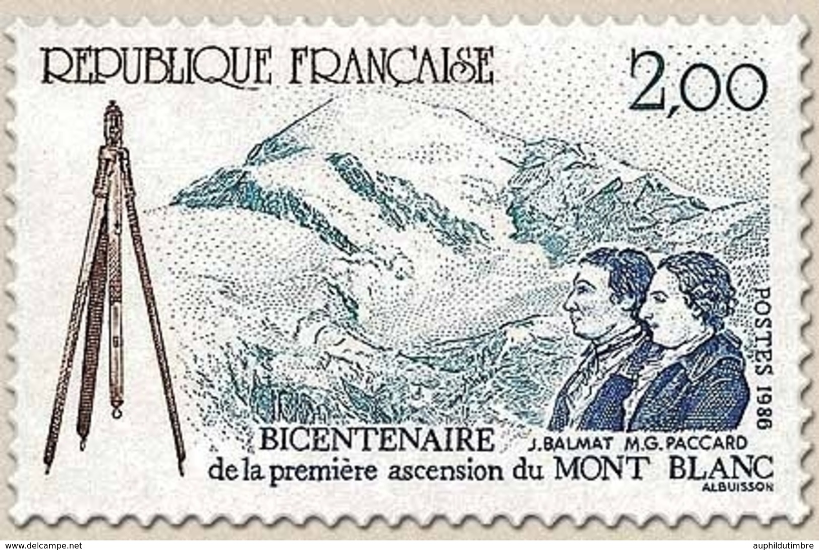 Bicentenaire De La Première Ascension Du Mont-Blanc (8 Août 1786), Par Le Guide Balmat Et Le Dr Paccard. 2f. Y2422 - Unused Stamps