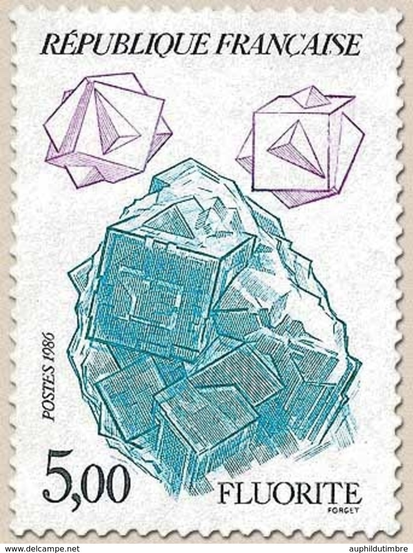 Série Nature De France. Minéraux. Fluorite  5f. Turquoise, Noir Et Lilas Y2432 - Unused Stamps