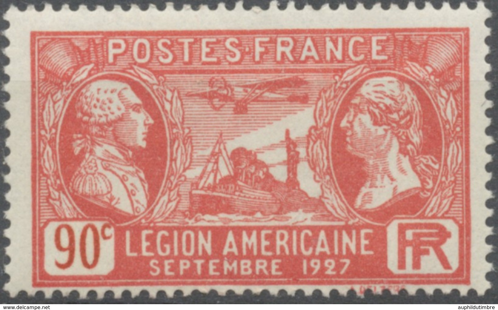 Visite De La Légion Américaine. Motier  Et Washington. Spirit Of Saint-Louis. 90c. Rouge Neuf Luxe ** Y244 - Ungebraucht