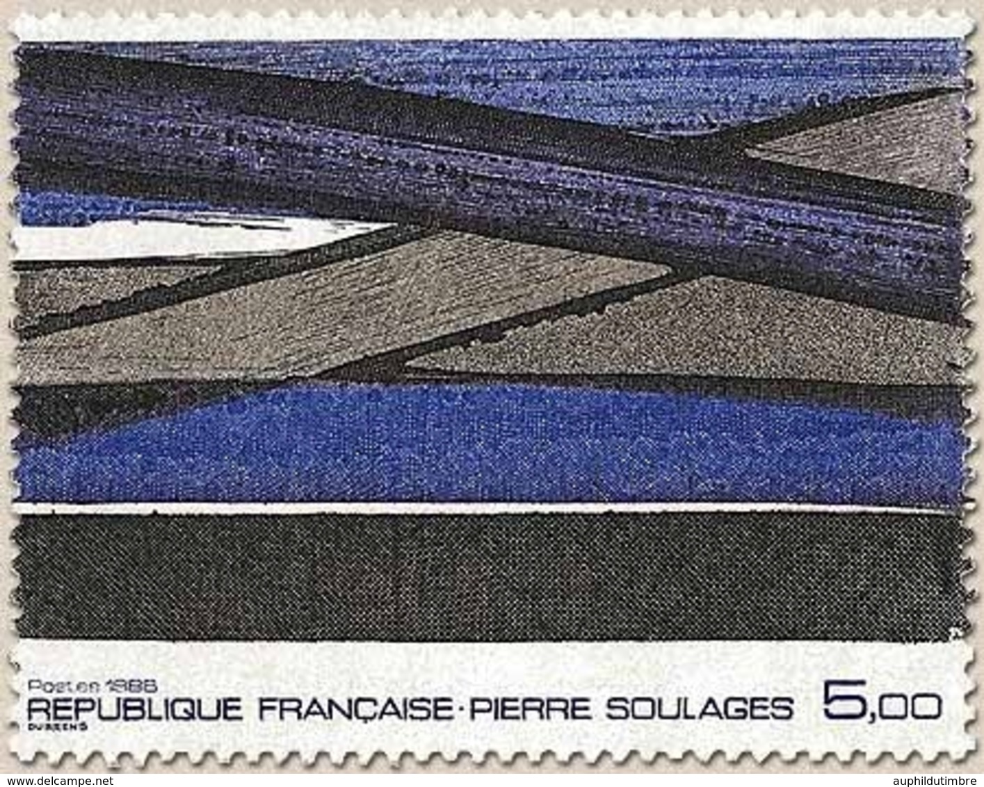 Série Artistique. Œuvre De Pierre Soulages  5f. Violet, Gris Et Noir Y2448 - Neufs