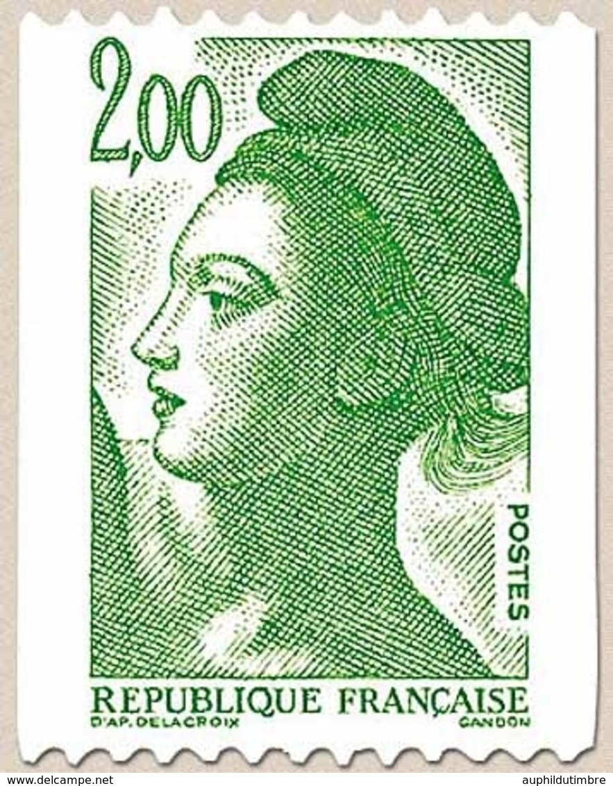 Type Liberté De Delacroix, Provenant De Roulettes. Une Bande De Phosphore à Droite. 2f. Vert Y2487 - Neufs