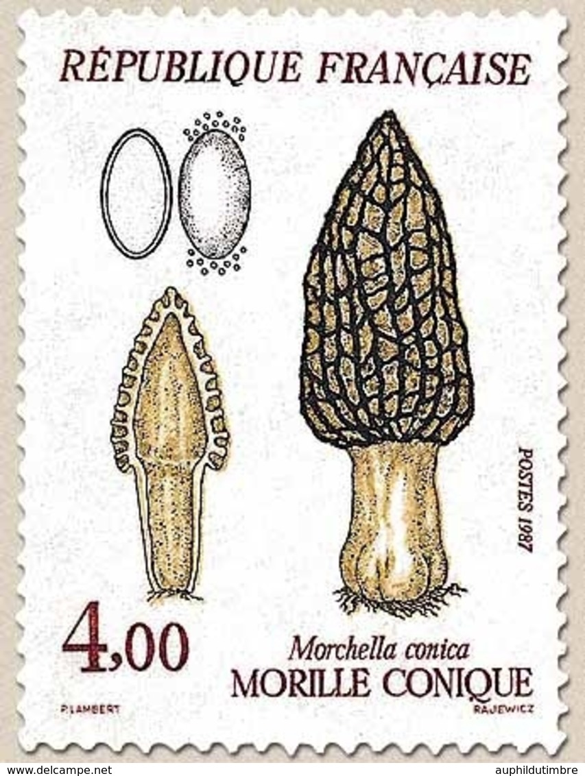 Flore Et Faune De France. Champignons. Morille Conique (Morchella Conica) 4f. Brun, Jaune Et Noir Y2490 - Ongebruikt
