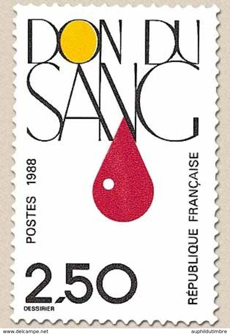 En Faveur Du Don Du Sang. Goutte De Sang 2f.50 Noir, Rouge Et Jaune Y2528 - Unused Stamps